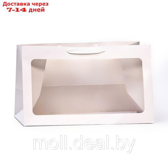Пакет подарочный с окном, белый, 50 х 30 х 25 см - фото 2 - id-p226885474