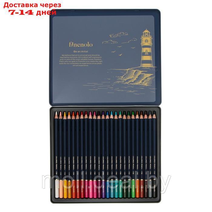 Карандаши художественные 24 цвета, Finenolo, 3.8 мм, шестигранные, в металлическом пенале - фото 4 - id-p227102260