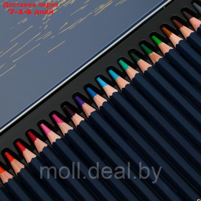 Карандаши художественные 24 цвета, Finenolo, 3.8 мм, шестигранные, в металлическом пенале - фото 5 - id-p227102260