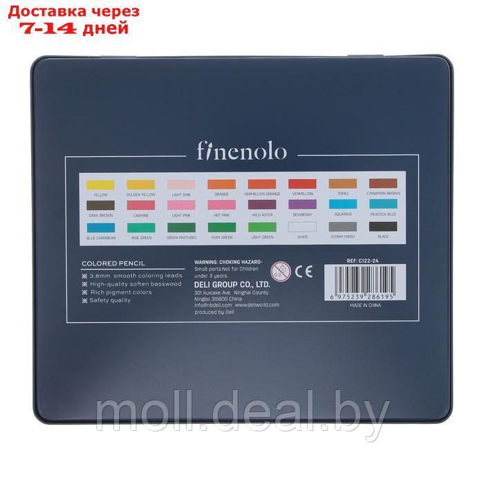 Карандаши художественные 24 цвета, Finenolo, 3.8 мм, шестигранные, в металлическом пенале - фото 6 - id-p227102260