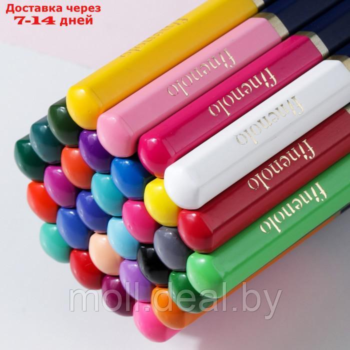 Карандаши художественные 24 цвета, Finenolo, 3.8 мм, шестигранные, в металлическом пенале - фото 8 - id-p227102260
