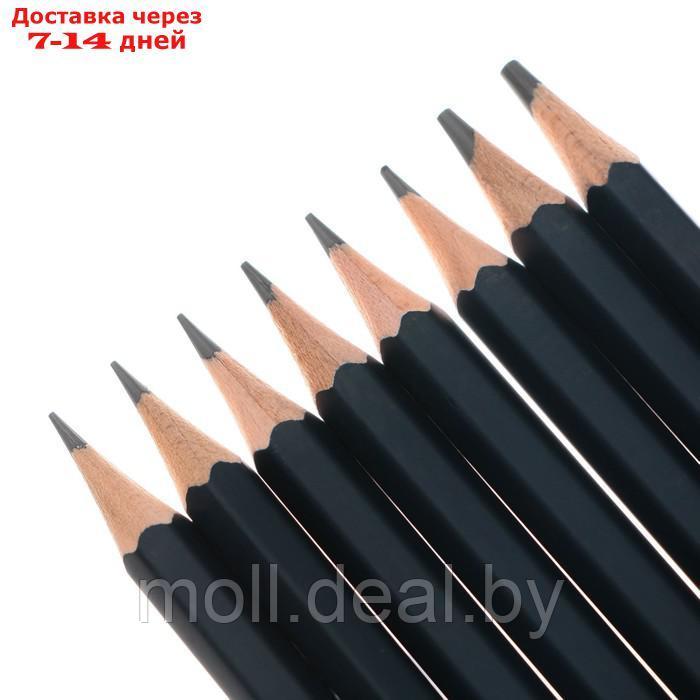 Набор карандашей чернографитных разной твердости Finenolo Sketch, 8 штук, 8B-2H, в металлическом пенале - фото 6 - id-p227102262