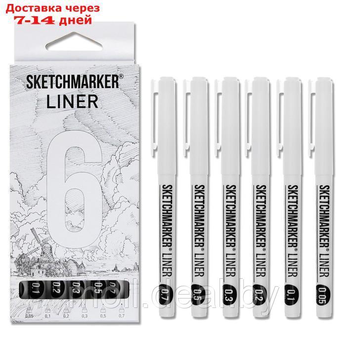 Набор ручек капиллярных Sketchmarker, 6 штук: 0.05, 0.1, 0.2, 0.3, 0.5, 0.7, черный - фото 1 - id-p227102265