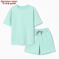 Костюм детский (футболка,шорты), цвет олива, рост 134