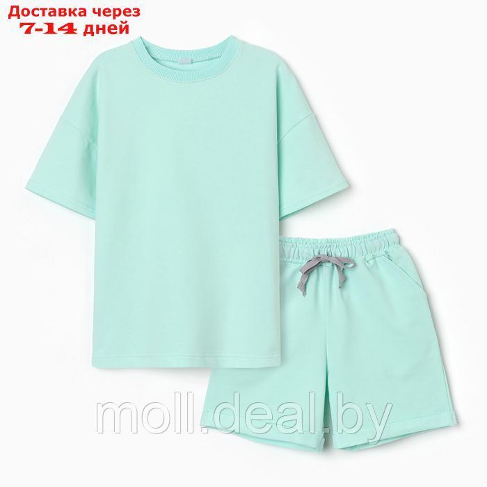Костюм детский (футболка,шорты), цвет олива, рост 134 - фото 1 - id-p227083624