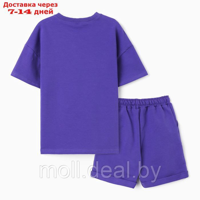Костюм детский (футболка,шорты), цвет фиолетовый, рост 116 - фото 5 - id-p227083626