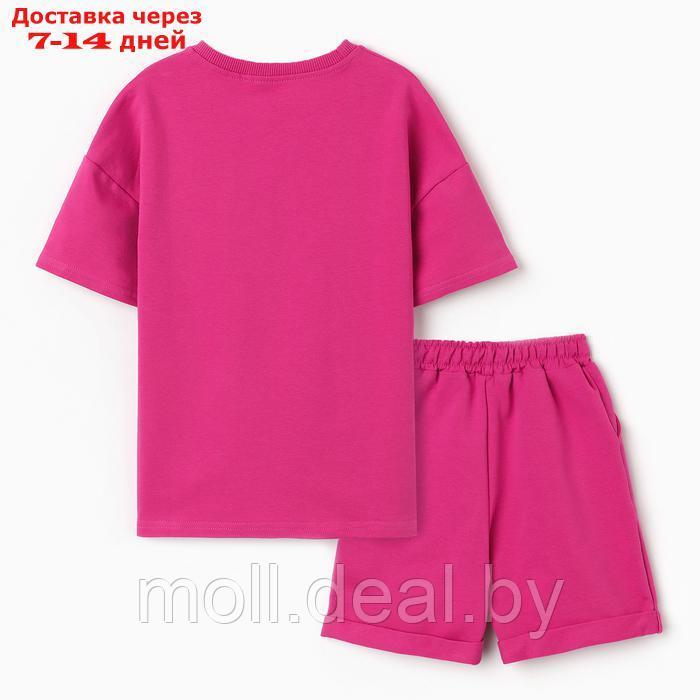 Костюм детский для девочки (футболка,шорты), цвет фуксия, рост 128 - фото 5 - id-p227083627