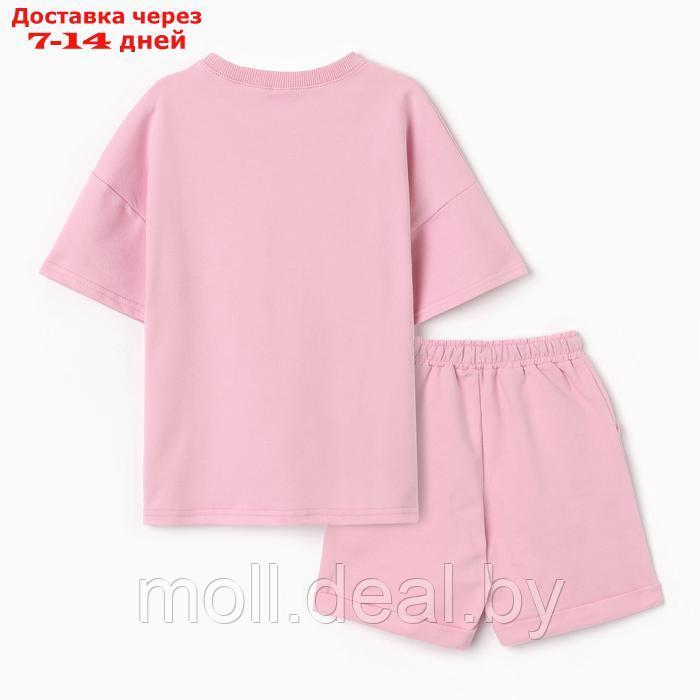Костюм детский для девочки (футболка,шорты), цвет розовый, рост 110 - фото 5 - id-p227083629
