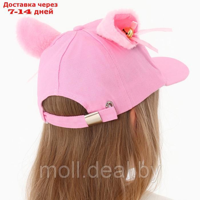 Кепка детская "Кошечка" с ушками, цвет розовый, р-р 52-54 5-7 лет - фото 2 - id-p227087599