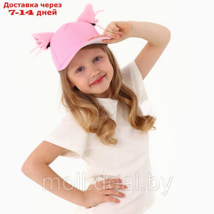 Кепка детская "Кошечка" с ушками, цвет розовый, р-р 52-54 5-7 лет - фото 10 - id-p227087599