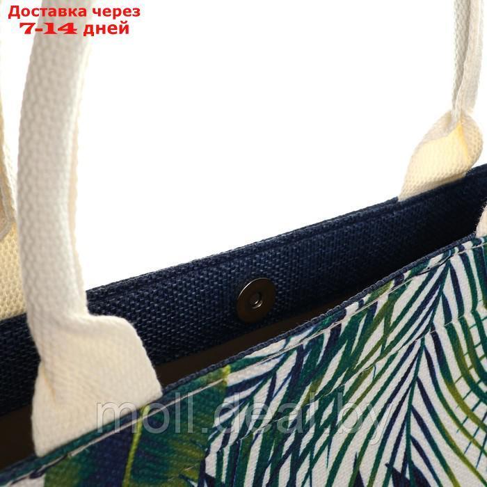 Сумка женская пляжная Тропики, 41,5х34х12 см, зелёный цвет - фото 7 - id-p226887404