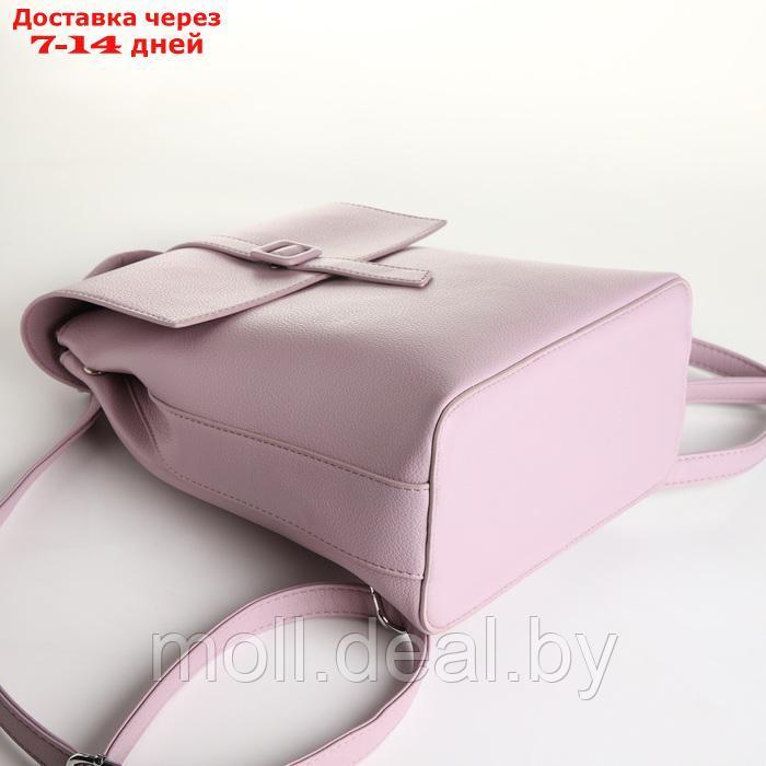 Рюкзак городской из искусственной кожи на молнии, цвет розовый - фото 3 - id-p226887405