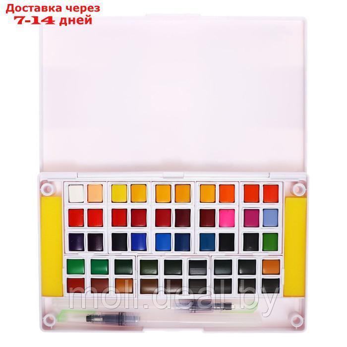Краски акварельные 48 цветов + 2 штуки кисти в пластиковой коробке GTS-48 - фото 4 - id-p227079660