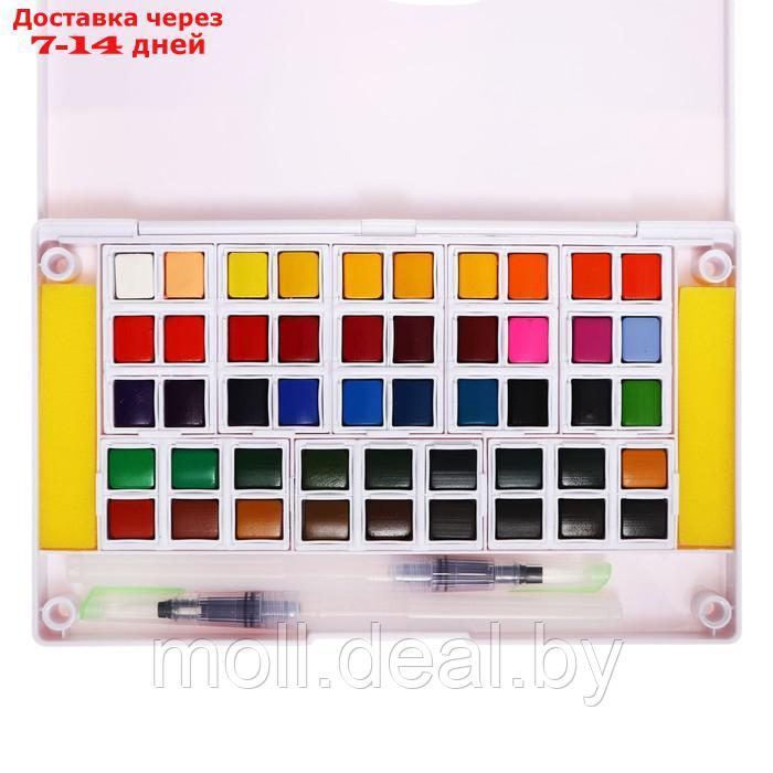 Краски акварельные 48 цветов + 2 штуки кисти в пластиковой коробке GTS-48 - фото 5 - id-p227079660