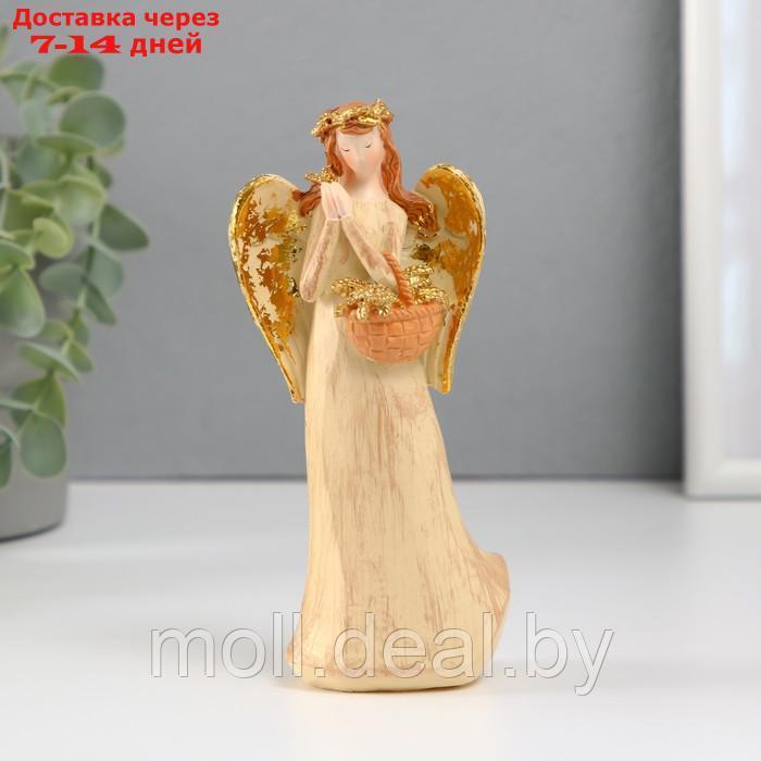 Сувенир полистоун "Девушка-ангел и золотая рожь в корзинке" 4,3х6,7х15,5 см - фото 1 - id-p227080653