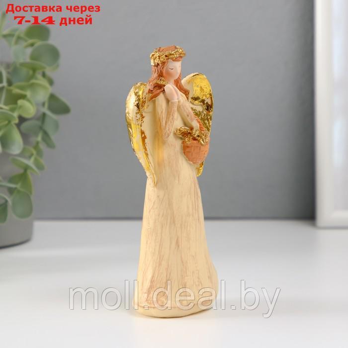 Сувенир полистоун "Девушка-ангел и золотая рожь в корзинке" 4,3х6,7х15,5 см - фото 3 - id-p227080653