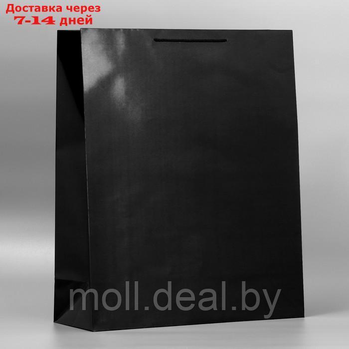 Пакет подарочный ламинированный, упаковка, "Чёрный", 40 х 49 х 15 см