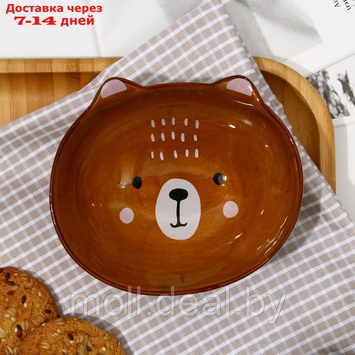 Глубокая тарелка керамическая "Медведь", 13 х 11 х 5.5 см, 300 мл, цвет коричневый - фото 1 - id-p227076680