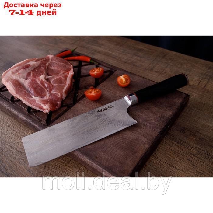 Нож топорик Magistro "Ортего", длина лезвия 18 см, дамасская сталь AUS-10 - фото 2 - id-p227076692