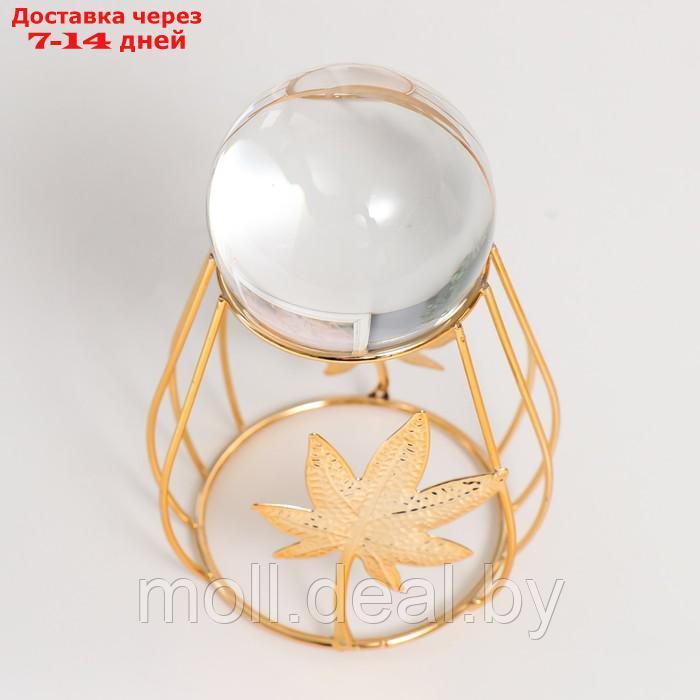 Сувенир интерьерный металл, стекло "Листья клёна и шар" d=6 см золото 9,5х9х14 см - фото 4 - id-p227108532