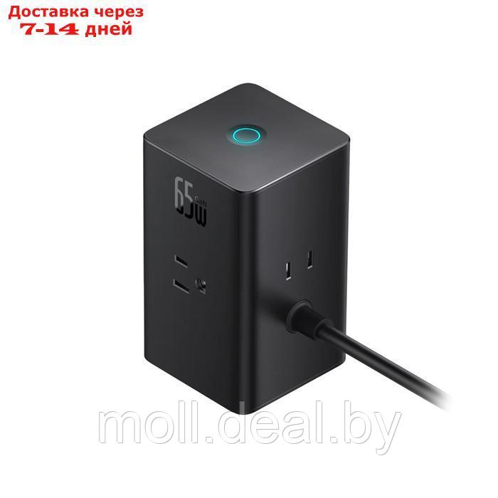 Зарядная станция Baseus PowerCombo, GAC+2U+2C 65W + Type-C-Type-C, PD, 65W, 1.5 м, чёрная - фото 3 - id-p227090614