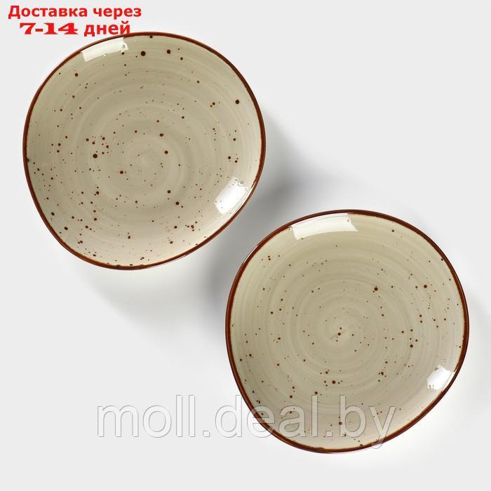 Набор тарелок фарфоровых десертных Magistro Mediterana, 2 предмета: 21×20 см, цвет бежевый - фото 4 - id-p227076697