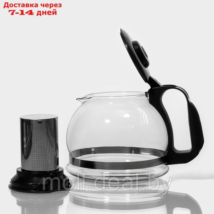 Чайник стеклянный заварочный Доляна "Иллюзия", 1,5 л, с металлическим ситом, цвет чёрный - фото 2 - id-p227076699