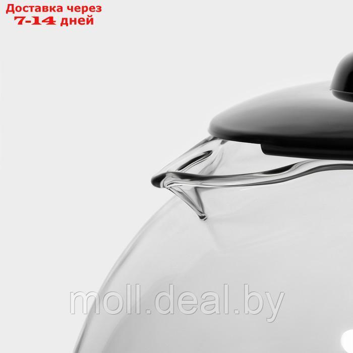 Чайник стеклянный заварочный Доляна "Иллюзия", 1,5 л, с металлическим ситом, цвет чёрный - фото 4 - id-p227076699