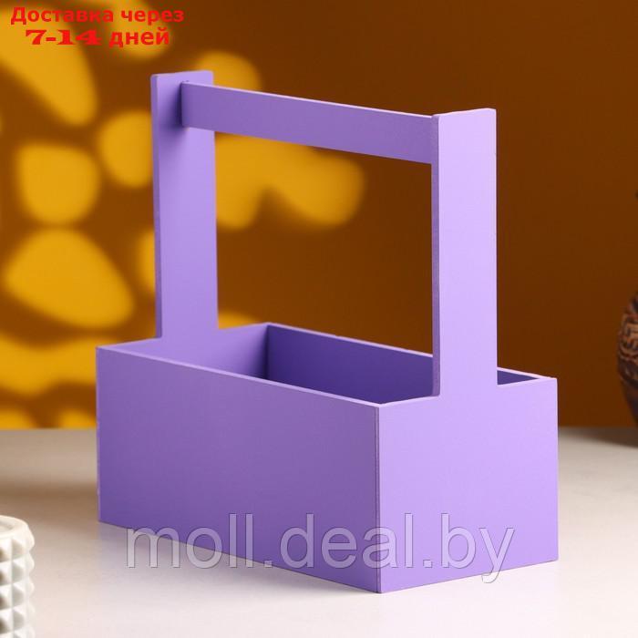 Кашпо деревянное "Эллада большая, сетка", с ручкой, 25×12,5×10(25) см Фиолетовый - фото 2 - id-p227093639