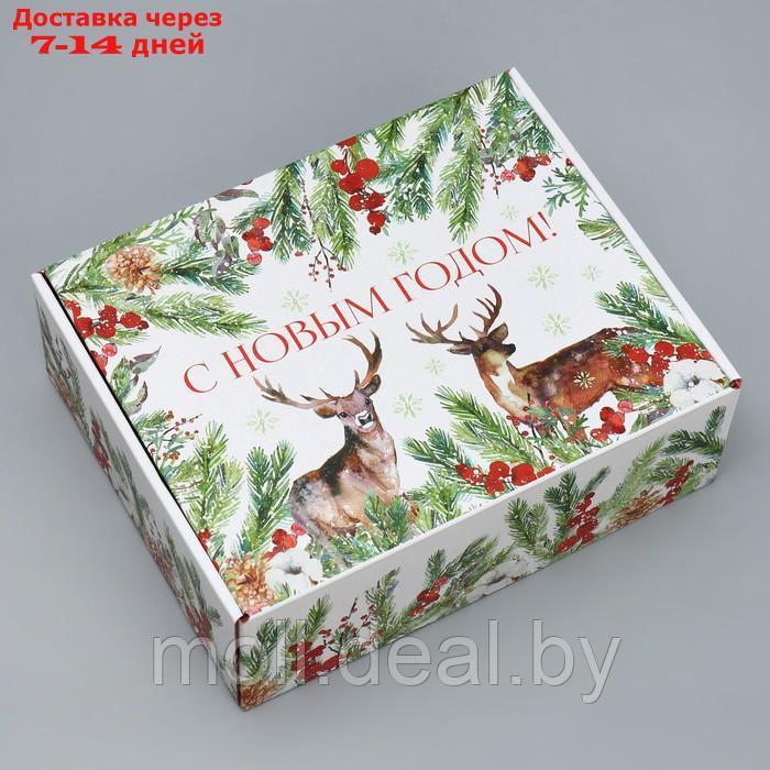 Коробка складная "Новогодняя акварель", 27 × 21 × 9 см - фото 2 - id-p227095174