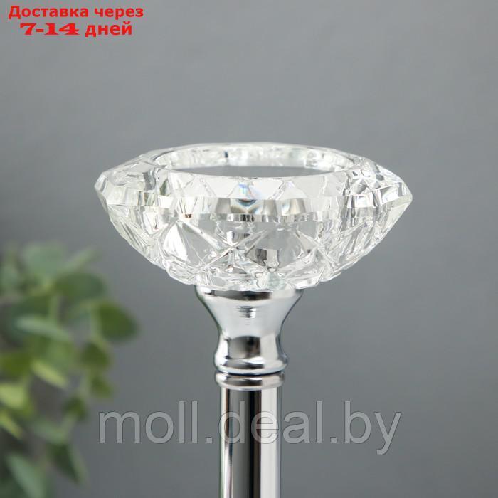 Подсвечник металл, стекло на 1 свечу "Кристальная чаша" d= 5 см серебро 9х9х20,5 см - фото 2 - id-p227080675