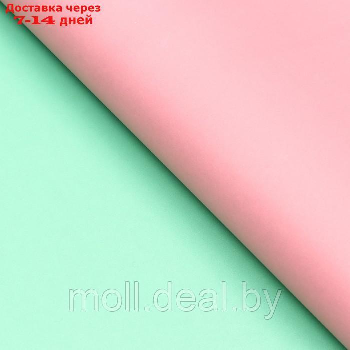 Бумага упаковочная крафт, двухсторонняя, розовый- мятный, 0,67 х 10 м, 70 гр/м² - фото 4 - id-p227110643