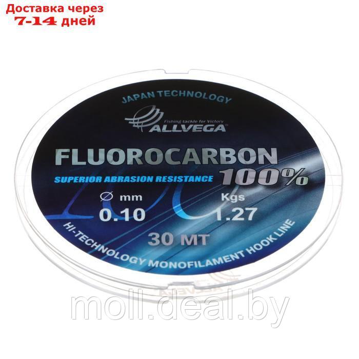 Леска монофильная ALLVEGA "FX Fluorocarbon 100%" 30м 0,10мм, 1,27кг, флюорокарбон 100%