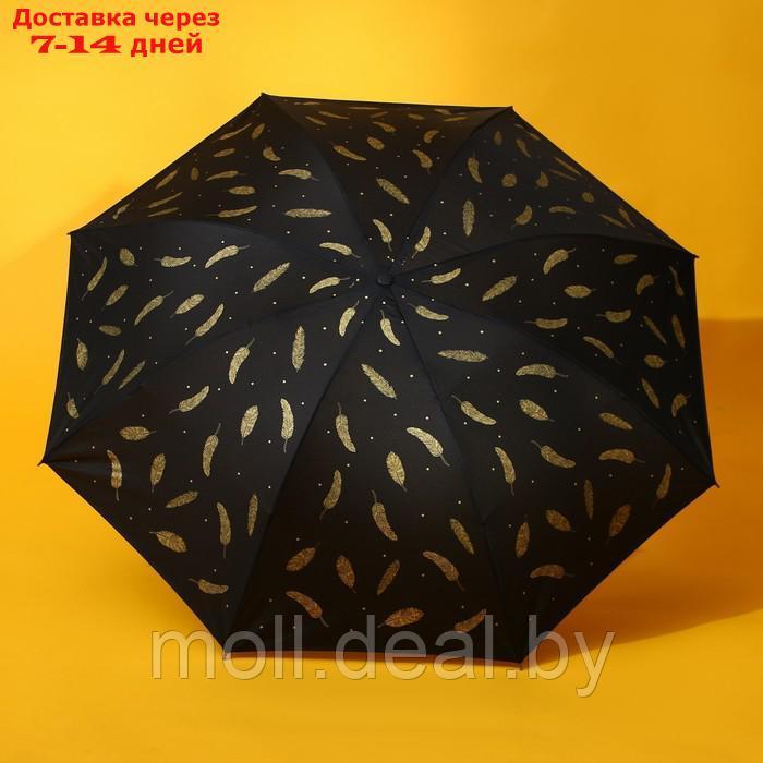 Зонт механический "Золотые перья", 8 спиц, d=95, цвет чёрный - фото 2 - id-p227104428