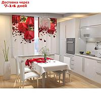 Фотошторы для кухни "Праздничные розы", размер 150 × 180 см, габардин