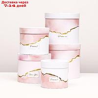 Набор шляпных коробок 5 в 1 "Нежность" розовый, 22 х 19,5 , 14 х 13 см