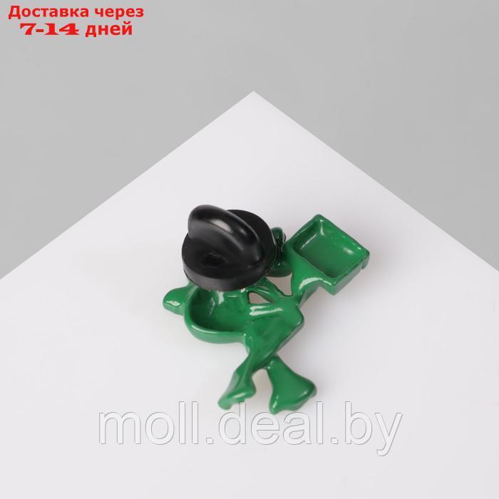 Значок "Лягушонок" с магнитофоном, цвет зелёный - фото 3 - id-p227086644