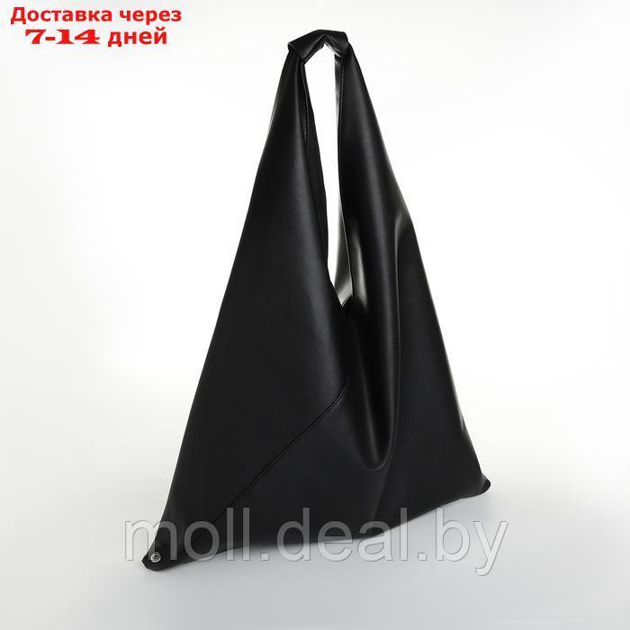 Сумка женская шопер на кнопке, цвет чёрный - фото 3 - id-p226887443