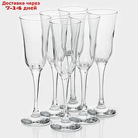 Набор стеклянных бокалов для шампанского Lav "Вальс", 190 мл, 6,7×22,5 см, 6 шт