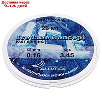 Леска монофильная ALLVEGA "Ice Line Concept", 25 м, 0,16 мм (3,45 кг), прозрачная