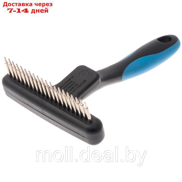 Расчёска-грабли DeLIGHT, плавающих больших, коротких зубьев 22 мм, чёрно-синяя