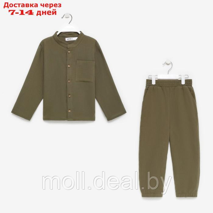 Костюм (рубашка и брюки) детский KAFTAN "Муслин", р.26 (80-86см) хаки - фото 9 - id-p227108580