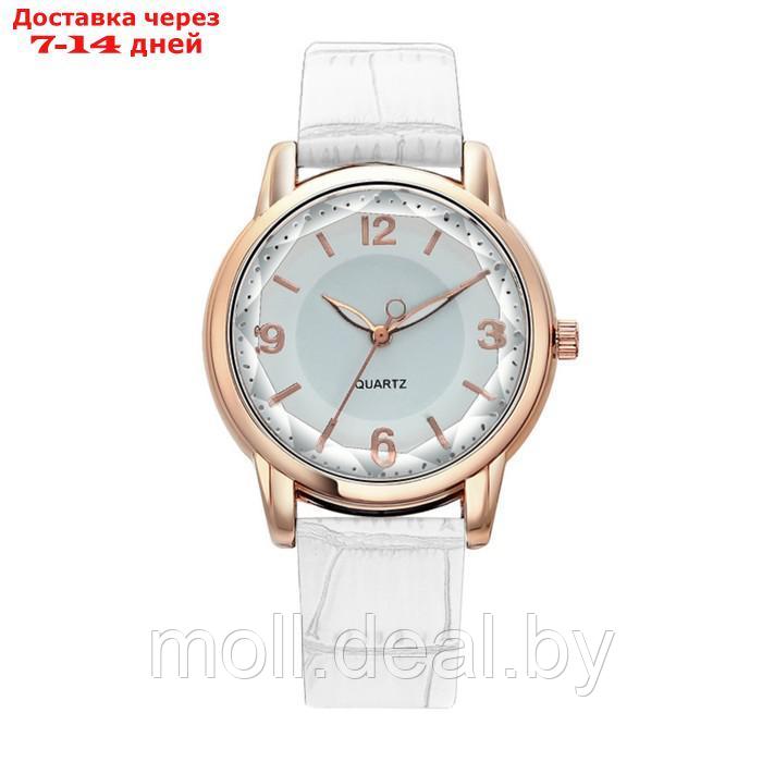 Часы наручные женские, d-3.4 см, белый ремешок - фото 1 - id-p227100159