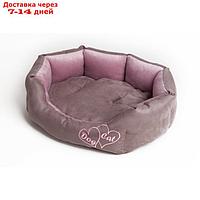 Лежанка манчестер "Сердца" №1, искусственная замша/велюр, 53 х 40 х 16 см, розовая