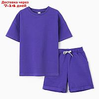 Костюм детский (футболка,шорты), цвет фиолетовый, рост 122
