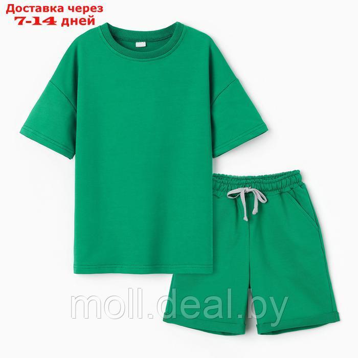 Костюм детский (футболка,шорты), цвет зеленый, рост 128 - фото 1 - id-p227083693