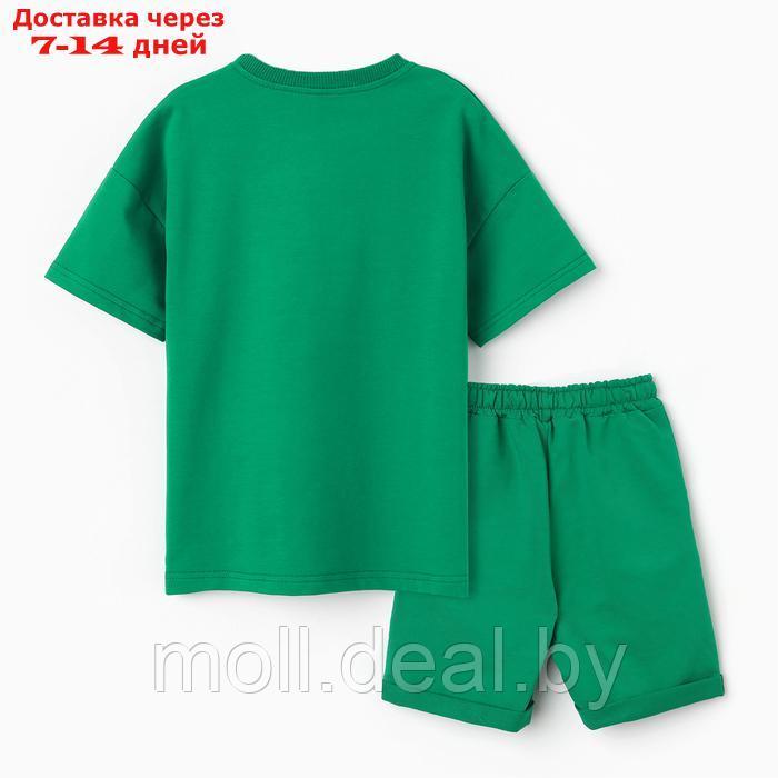 Костюм детский (футболка,шорты), цвет зеленый, рост 128 - фото 5 - id-p227083693