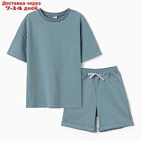 Костюм детский (футболка,шорты), цвет бирюза, рост 110