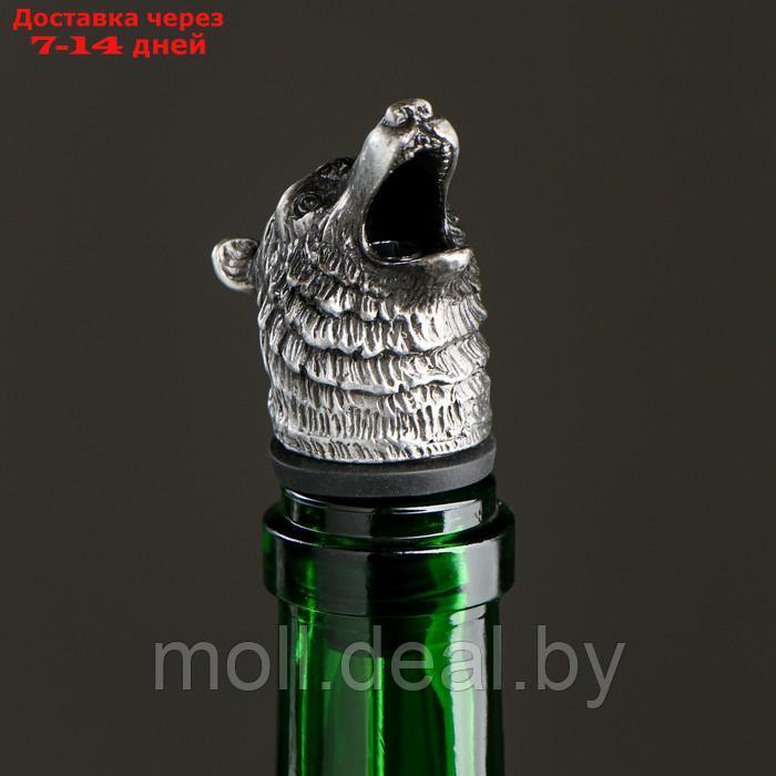 Фигурная крышка для бутылки "Медведь" серебро, 10х3см - фото 2 - id-p227116800