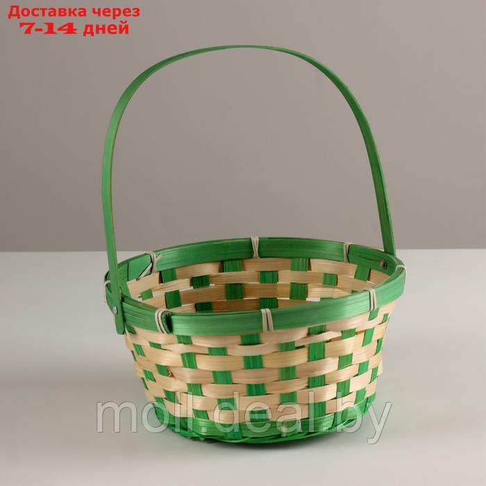 Корзина плетеная, D21хH24 см, зеленый, бамбук - фото 1 - id-p227081710